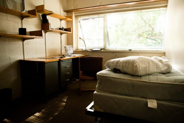 bed in dorm room